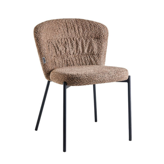 Sedia imbottita Cami in tessuto teddy tortora