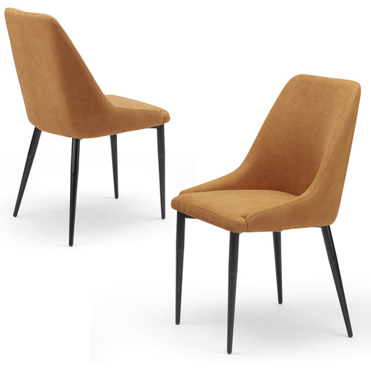 Set 2 sedie imbottita CORFU', 100% MADE IN ITALY per sala da pranzo, cucina e soggiorno, design moderno, gambe robuste in metallo, rivestimento in tessuto idrorepellente morbido al tatto colore Mango