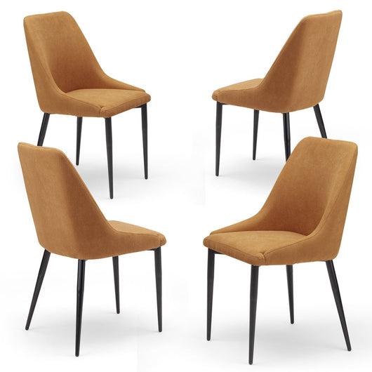 Set 4 sedie imbottita CORFU', 100% MADE IN ITALY per sala da pranzo, cucina e soggiorno, design moderno, gambe robuste in metallo, rivestimento in tessuto idrorepellente morbido al tatto colore Mango