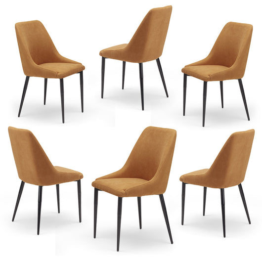 Set 6 sedie imbottita CORFU', 100% MADE IN ITALY per sala da pranzo, cucina e soggiorno, design moderno, gambe robuste in metallo, rivestimento in tessuto idrorepellente morbido al tatto colore Mango