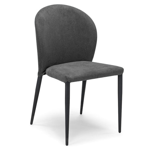 Sedia imbottita per sala da pranzo GHIBLI, 100% MADE IN ITALY, design moderno, rivestimento in tessuto morbido idrorepellente colore Grigio Scuro, gambe coniche robuste in metallo