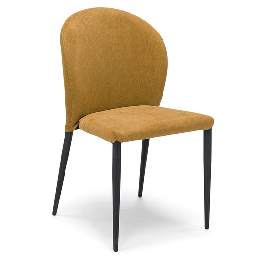 Set 4 sedie imbottite per sala da pranzo GHIBLI, 100% MADE IN ITALY, design moderno, rivestimento in tessuto morbido idrorepellente colore Mango, gambe coniche robuste in metallo