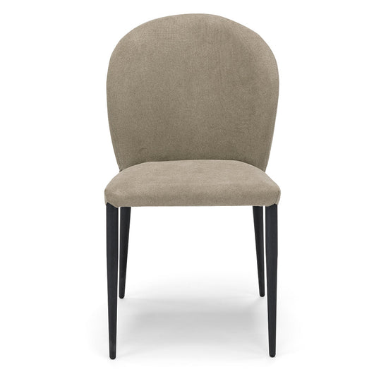 Sedia imbottita per sala da pranzo GHIBLI, 100% MADE IN ITALY, design moderno, rivestimento in tessuto morbido idrorepellente colore Tortora, gambe coniche robuste in metallo