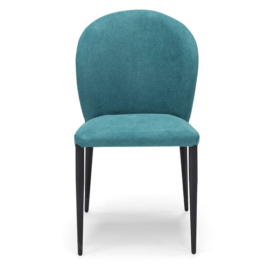 Sedia imbottita per sala da pranzo GHIBLI, 100% MADE IN ITALY, design moderno, rivestimento in tessuto morbido idrorepellente colore Turchese, gambe coniche robuste in metallo