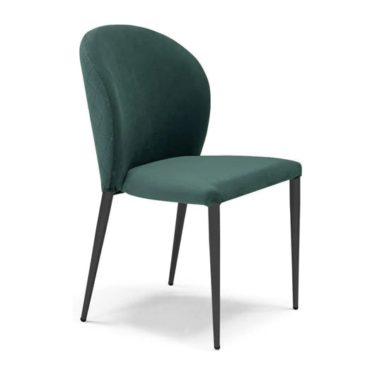 Sedia da pranzo imbottita in velluto GHIBLI LUX, 100% MADE IN ITALY, schienale a poltroncina, gambe robuste in metallo, design moderno, tessuto idrorepellente colore Verde Petrolio