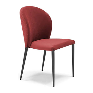 Set 4 sedie da pranzo imbottite in velluto GHIBLI LUX MADE IN ITALY, schienale a poltroncina, gambe robuste in metallo, design moderno, tessuto idrorepellente, colore Rosso