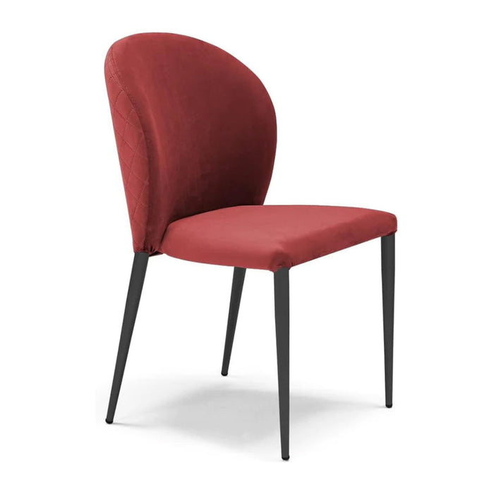 Set 6 sedie da pranzo imbottite in velluto GHIBLI LUX MADE IN ITALY, schienale a poltroncina, gambe robuste in metallo, design moderno, tessuto idrorepellente, colore Rosso