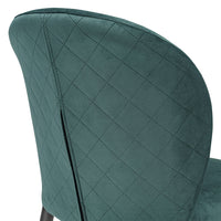 Set 4 sedie da pranzo imbottite in velluto GHIBLI LUX MADE IN ITALY, schienale a poltroncina, gambe robuste in metallo, design moderno, tessuto idrorepellente, colore Verde Petrolio