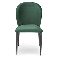 Sedia da pranzo imbottita in velluto GHIBLI LUX, 100% MADE IN ITALY, schienale a poltroncina, gambe robuste in metallo, design moderno, tessuto idrorepellente colore Verde Smeraldo