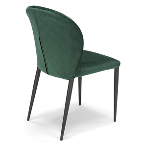 Sedia da pranzo imbottita in velluto GHIBLI LUX, 100% MADE IN ITALY, schienale a poltroncina, gambe robuste in metallo, design moderno, tessuto idrorepellente colore Verde Smeraldo