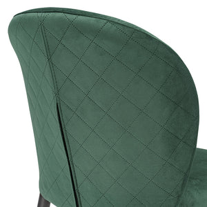 Set 4 sedie da pranzo imbottite in velluto GHIBLI LUX MADE IN ITALY, schienale a poltroncina, gambe robuste in metallo, design moderno, tessuto idrorepellente, colore Verde Smeraldo