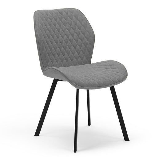 Set 4 sedie imbottite modello GIORGIA per interni, design moderno, gambe quadre robuste in metallo effetto ghisa, schienale e seduta rivestiti con tessuto effetto trapuntato morbido al tatto colore Grigio