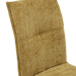 Sedia imbottita per sala da pranzo LETIZIA, design moderno, gambe robuste in metallo, rivestimento in tessuto spesso e idrorepellente effetto tridimensionale colore Senape