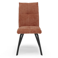 Sedia imbottita per sala da pranzo LETIZIA, design moderno, gambe robuste in metallo, rivestimento in tessuto spesso e idrorepellente effetto tridimensionale, colore Terra