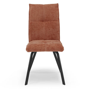 Sedia imbottita per sala da pranzo LETIZIA, design moderno, gambe robuste in metallo, rivestimento in tessuto spesso e idrorepellente effetto tridimensionale, colore Terra