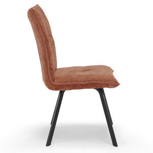 Sedia imbottita per sala da pranzo LETIZIA, design moderno, gambe robuste in metallo, rivestimento in tessuto spesso e idrorepellente effetto tridimensionale, colore Terra