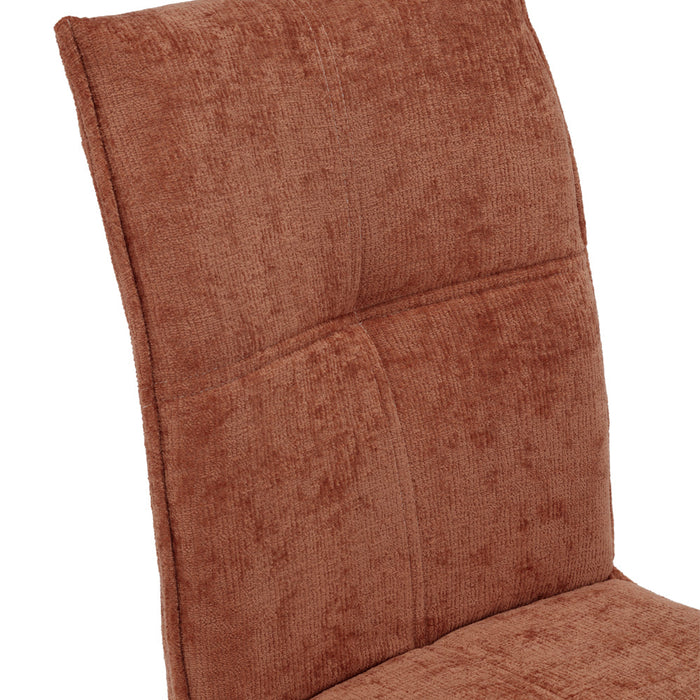 Sedia imbottita per sala da pranzo LETIZIA, design moderno, gambe robuste in metallo, rivestimento in tessuto spesso e idrorepellente effetto tridimensionale, colore Terra