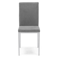 Sedia imbottita LICYA PLUS, ideale per sala da pranzo, soggiorno, ufficio, tessuto scamosciato colore Grigio con struttura Bianco Opaco, Design moderno