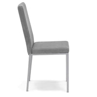 Set 6 sedie imbottite LICYA PLUS, ideale per sala da pranzo, soggiorno, ufficio, tessuto scamosciato colore Grigio con struttura Bianco Opaco, Design moderno