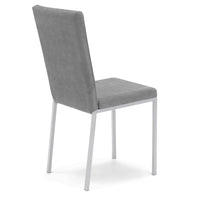 Set 6 sedie imbottite LICYA PLUS, ideale per sala da pranzo, soggiorno, ufficio, tessuto scamosciato colore Grigio con struttura Bianco Opaco, Design moderno