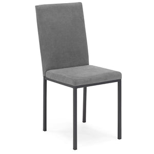Set 6 sedie imbottite LICYA PLUS, ideale per sala da pranzo, soggiorno, ufficio, tessuto scamosciato colore Grigio con struttura Ghisa, Design moderno