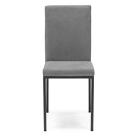 Set 6 sedie imbottite LICYA PLUS, ideale per sala da pranzo, soggiorno, ufficio, tessuto scamosciato colore Grigio con struttura Ghisa, Design moderno