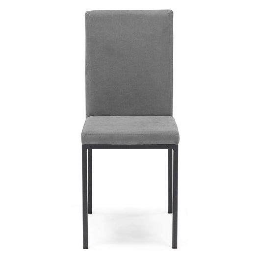 Sedia imbottita LICYA PLUS, ideale per sala da pranzo, soggiorno, ufficio, tessuto scamosciato colore Grigio con struttura Ghisa, Design moderno