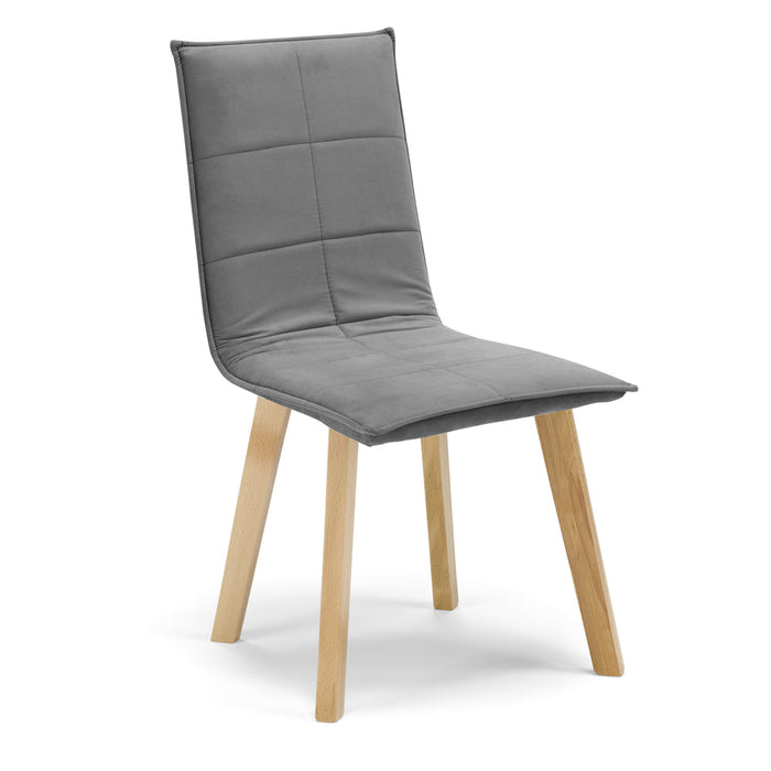 Sedia Imbottita MARILU', struttura robusta in legno, ideale per sala da pranzo, soggiorno, ufficio, sale d'attesa, tessuto trapuntato a rettangoli colore Grigio, Design moderno