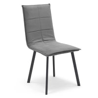 Set 6 sedie Imbottite MARILU', Base quadra in metallo, ideale per sala da pranzo, soggiorno, ufficio, sale d'attesa, tessuto trapuntato a rettangoli colore Grigio, Design moderno