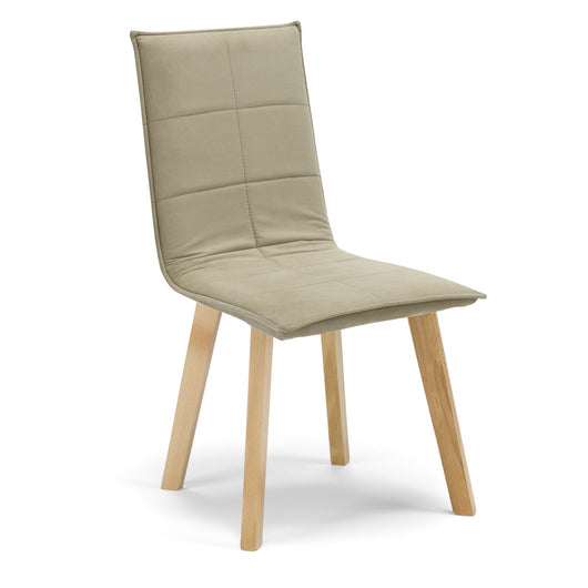 Set 4 sedie Imbottite MARILU', struttura robusta in legno, ideale per sala da pranzo, soggiorno, ufficio, sale d'attesa, tessuto trapuntato a rettangoli colore Tortora, Design moderno