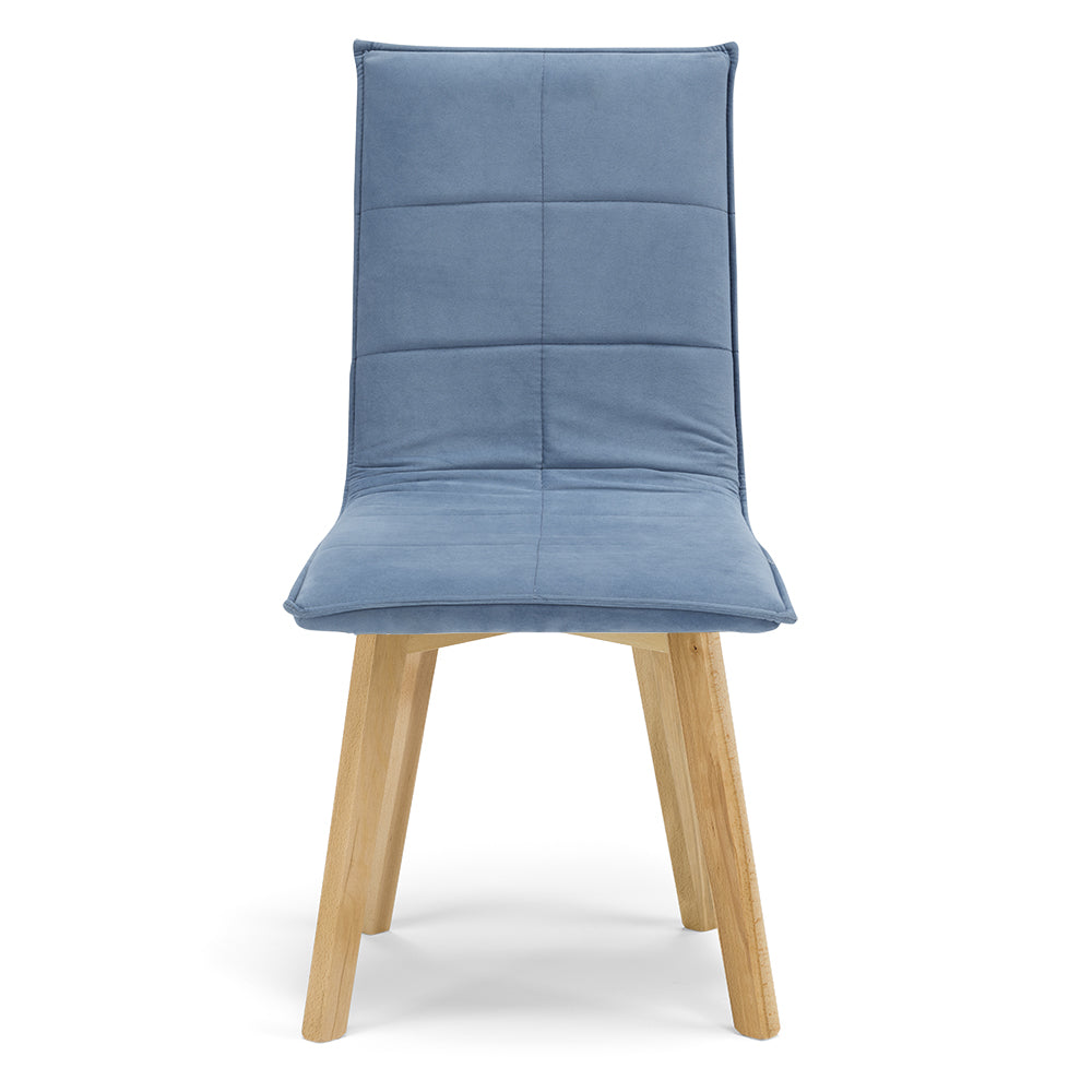 Sedia Imbottita MARILU', struttura robusta in legno, ideale per sala da pranzo, soggiorno, ufficio, sale d'attesa, tessuto trapuntato a rettangoli colore Carta da Zucchero, Design moderno