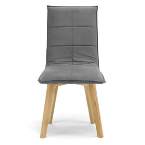 Set 4 sedie Imbottite MARILU', struttura robusta in legno, ideale per sala da pranzo, soggiorno, ufficio, sale d'attesa, tessuto trapuntato a rettangoli colore Grigio, Design moderno