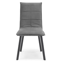 Set 6 sedie Imbottite MARILU', Base quadra in metallo, ideale per sala da pranzo, soggiorno, ufficio, sale d'attesa, tessuto trapuntato a rettangoli colore Grigio, Design moderno