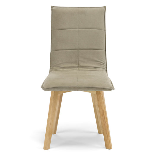 Sedia Imbottita MARILU', struttura robusta in legno, ideale per sala da pranzo, soggiorno, ufficio, sale d'attesa, tessuto trapuntato a rettangoli colore Tortora, Design moderno