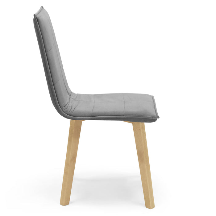 Set 6 sedie Imbottite MARILU', struttura robusta in legno, ideale per sala da pranzo, soggiorno, ufficio, sale d'attesa, tessuto trapuntato a rettangoli colore Grigio, Design moderno