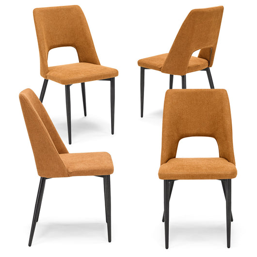 Set 4 sedie imbottita RAFF, 100% MADE IN ITALY per sala da pranzo, cucina e soggiorno, design moderno, gambe coniche in metallo, rivestimento in tessuto idrorepellente morbido al tatto colore Mango