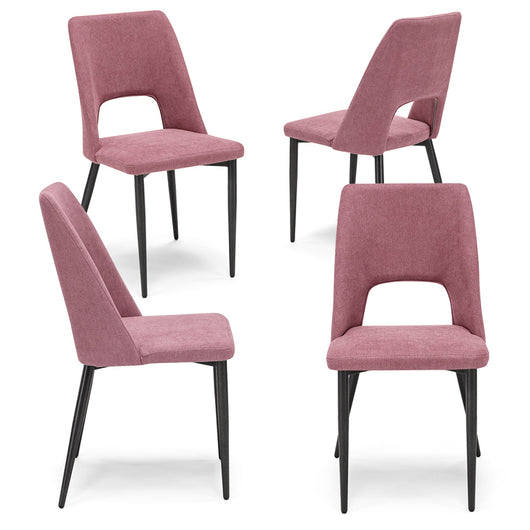 Set 4 sedie imbottita RAFF, 100% MADE IN ITALY per sala da pranzo, cucina e soggiorno, design moderno, gambe coniche in metallo, rivestimento in tessuto idrorepellente morbido al tatto colore Rosa Vintage