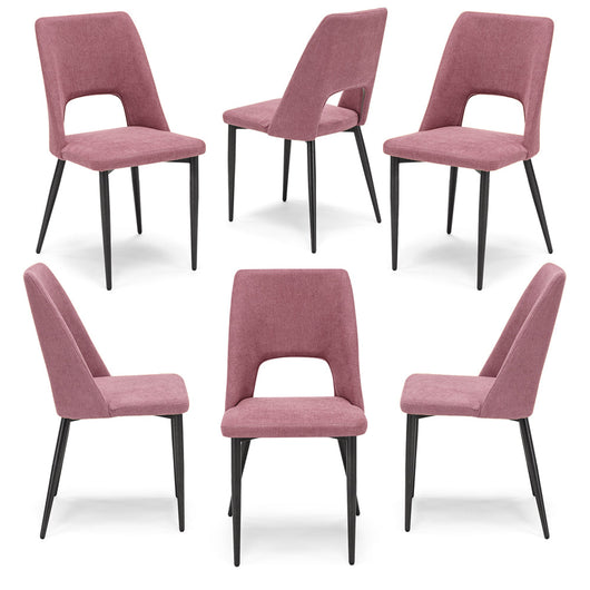 Set 6 sedie imbottita RAFF, 100% MADE IN ITALY per sala da pranzo, cucina e soggiorno, design moderno, gambe coniche in metallo, rivestimento in tessuto idrorepellente morbido al tatto colore Rosa Vintage