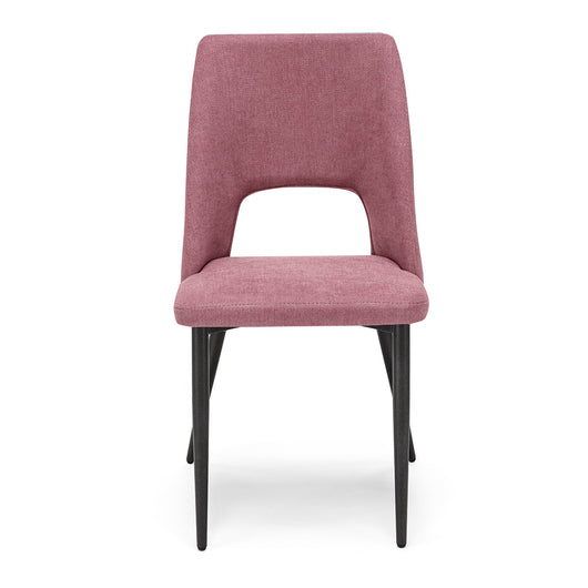 Sedia imbottita RAFF, 100% MADE IN ITALY per sala da pranzo, cucina e soggiorno, design moderno, gambe coniche robuste in metallo, rivestimento in tessuto idrorepellente morbido al tatto colore Rosa Vintage