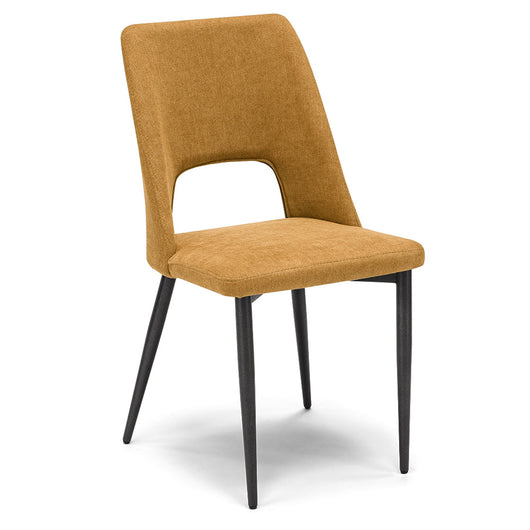 Set 2 sedie imbottita RAFF, 100% MADE IN ITALY per sala da pranzo, cucina e soggiorno, design moderno, gambe coniche in metallo, rivestimento in tessuto idrorepellente morbido al tatto colore Senape