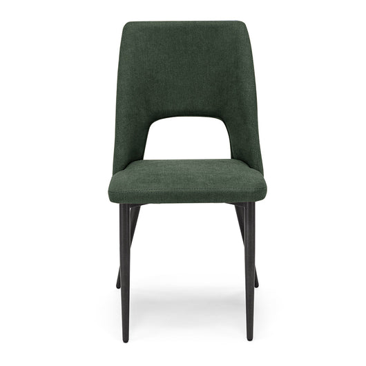 Sedia imbottita RAFF, 100% MADE IN ITALY per sala da pranzo, cucina e soggiorno, design moderno, gambe coniche robuste in metallo, rivestimento in tessuto idrorepellente morbido al tatto colore Verde Foresta