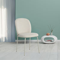 Sedia imbottita Turi in tessuto ecrù