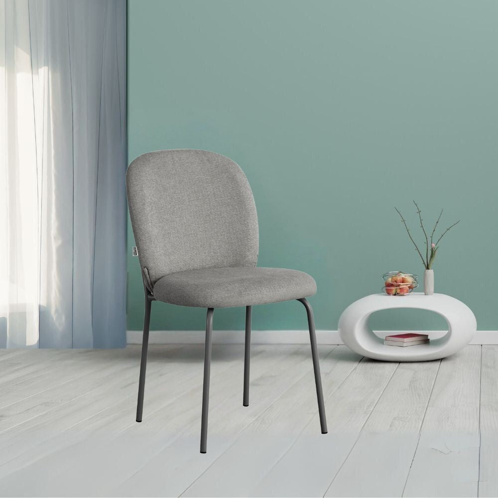 Sedia imbottita Turi in tessuto grigio