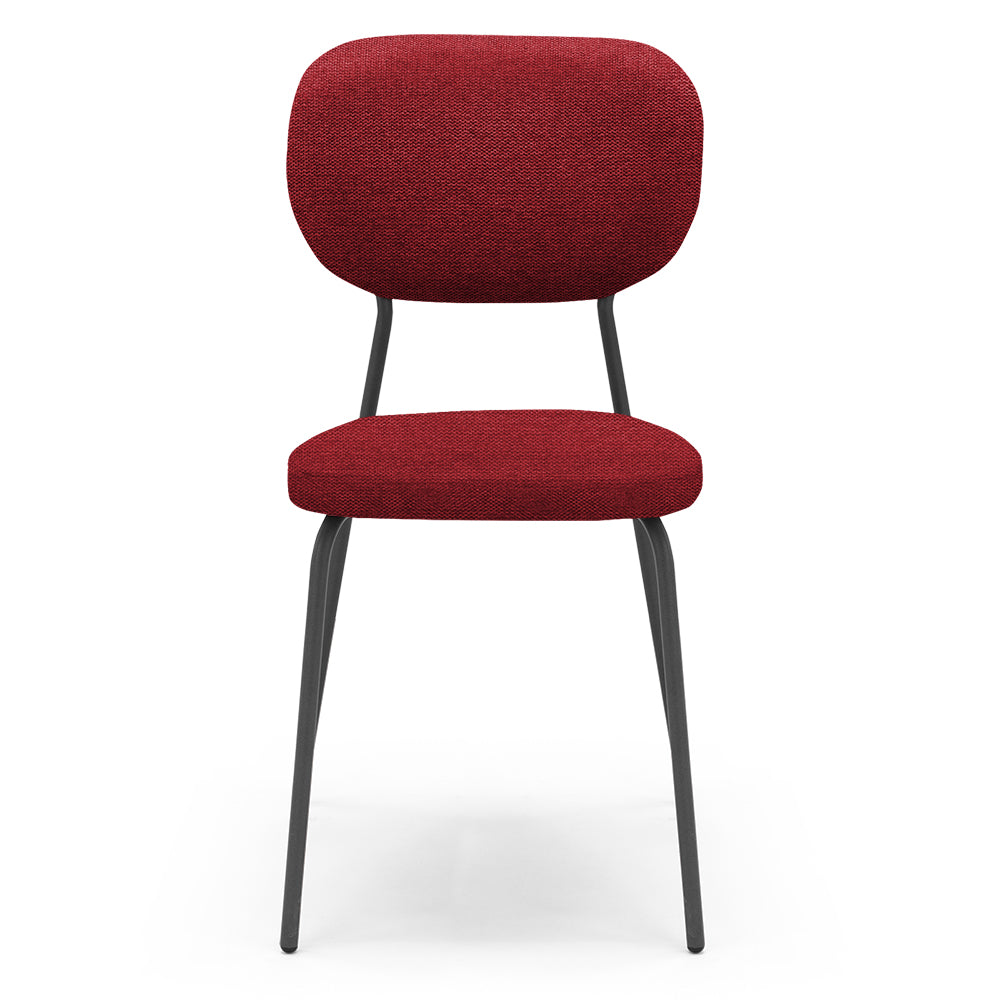 Set 6 sedie da pranzo imbottite VANESSA, 100% MADE IN ITALY, design moderno, gambe coniche robuste in metallo, schienale e seduta rivestiti con tessuto idrorepellente strutturato colore Rosso