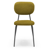 Set 6 sedie da pranzo imbottite VANESSA, 100% MADE IN ITALY, design moderno, gambe coniche robuste in metallo, schienale e seduta rivestiti con tessuto idrorepellente strutturato colore Giallo Senape