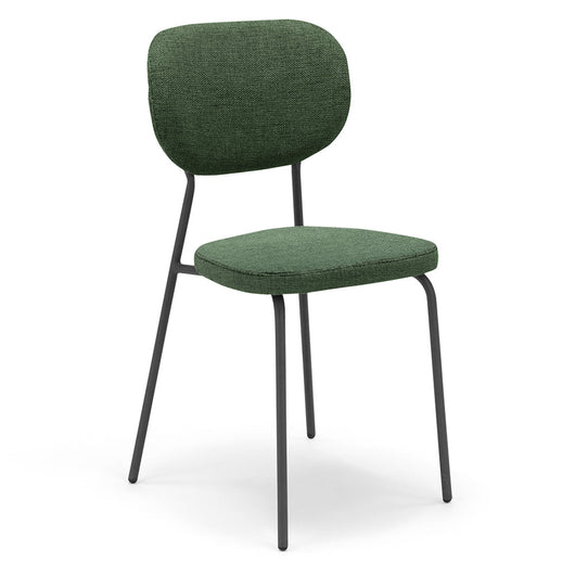 Sedia da pranzo imbottita VANESSA, 100% MADE IN ITALY, design moderno, gambe coniche robuste in metallo, schienale e seduta rivestiti con tessuto idrorepellente strutturato colore Verde