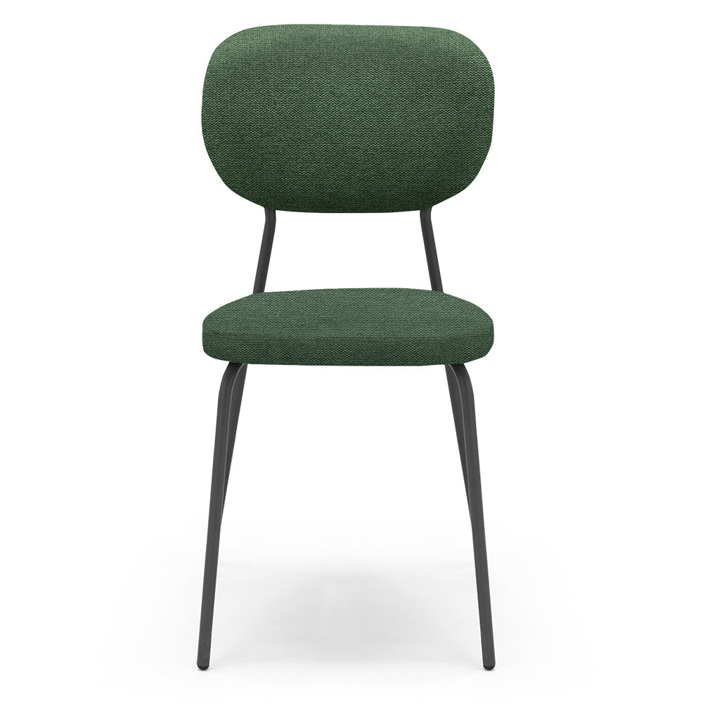 Set 6 sedie da pranzo imbottite VANESSA, 100% MADE IN ITALY, design moderno, gambe coniche robuste in metallo, schienale e seduta rivestiti con tessuto idrorepellente strutturato colore Verde