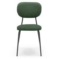 Set 6 sedie da pranzo imbottite VANESSA, 100% MADE IN ITALY, design moderno, gambe coniche robuste in metallo, schienale e seduta rivestiti con tessuto idrorepellente strutturato colore Verde