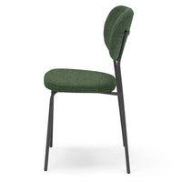 Set 6 sedie da pranzo imbottite VANESSA, 100% MADE IN ITALY, design moderno, gambe coniche robuste in metallo, schienale e seduta rivestiti con tessuto idrorepellente strutturato colore Verde