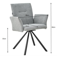 Sedia imbottita girevole Mosaic in tessuto colore grigio